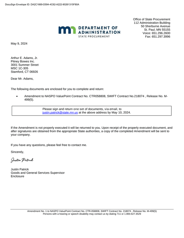 Amendment No. 1 To NASPO ValuePoint Contract No. CTR 058808 screenshot