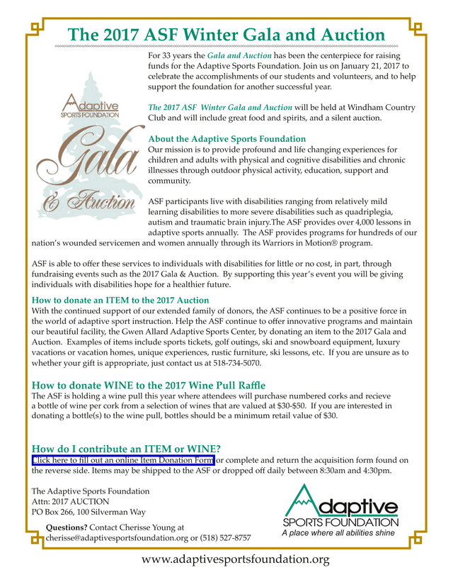 2017 ASF Auction ItemWine Donation Information screenshot