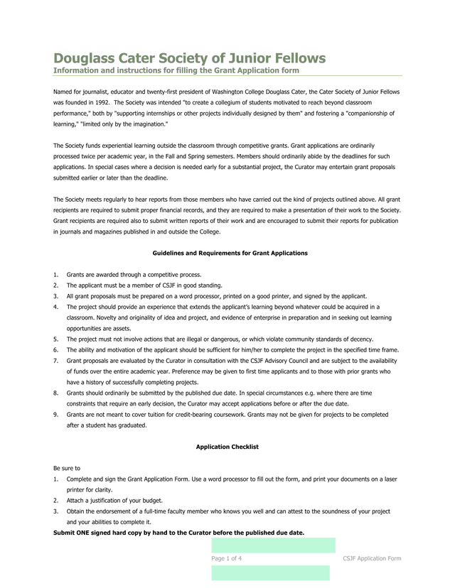 CSJF Application Form screenshot