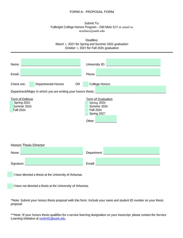 FORM A PROPOSAL FORM screenshot