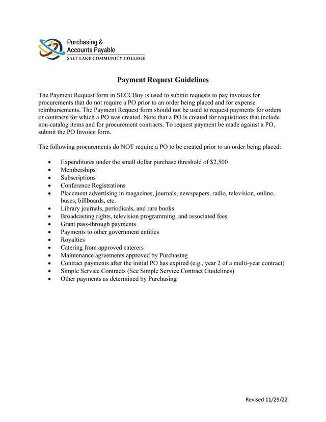 Payment Request Guidelines screenshot