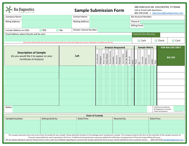 Sample Submission Form screenshot
