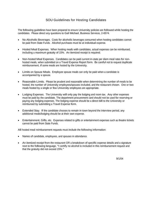 SOU Guidelines For Hosting Candidates screenshot
