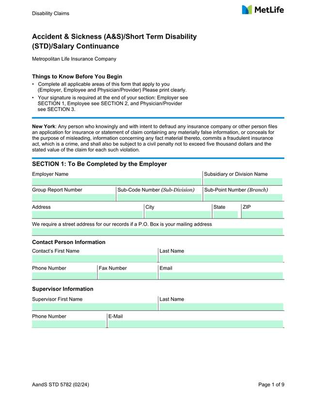 Disability Claims Accident  Sickness (AS)Short Term Disability (STD)Salary Continuance screenshot