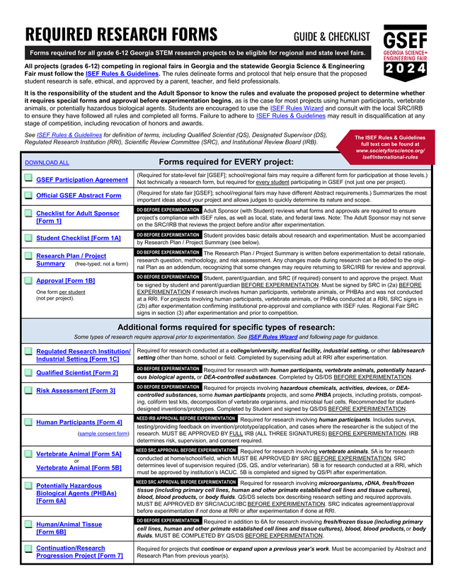 GSEF Participation Forms screenshot