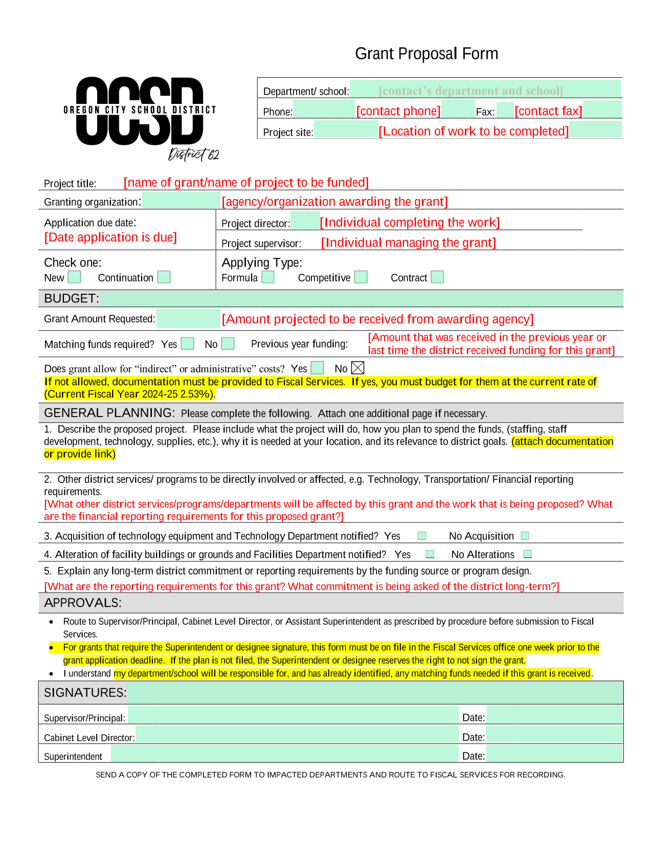 Grant Proposal Form screenshot