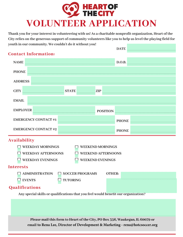 VOLUNTEER APPLICATION screenshot