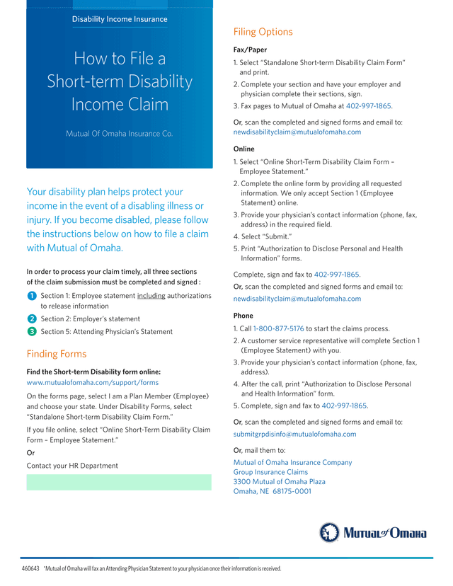 Short Term Disability Claim Form screenshot