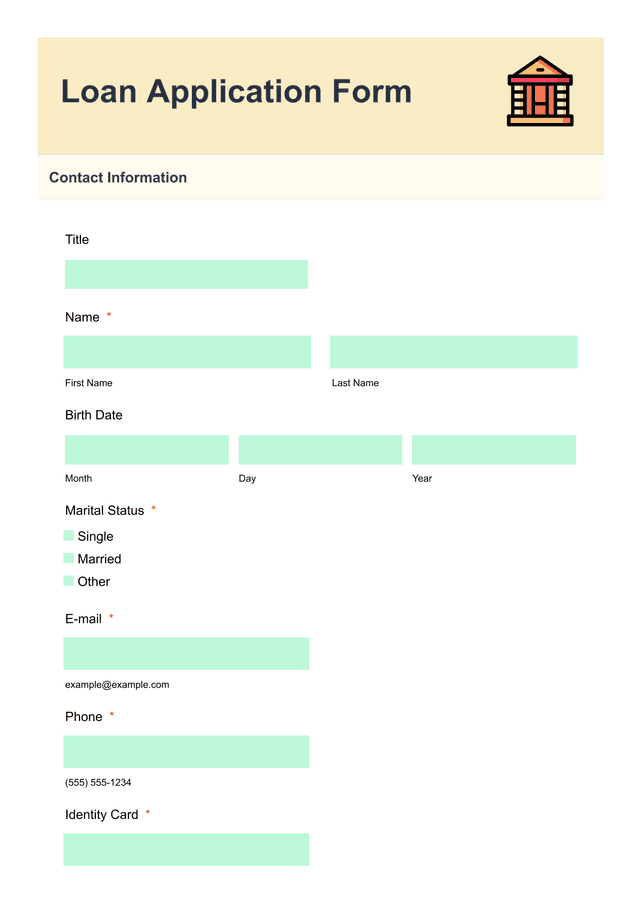 Loan Application Form screenshot
