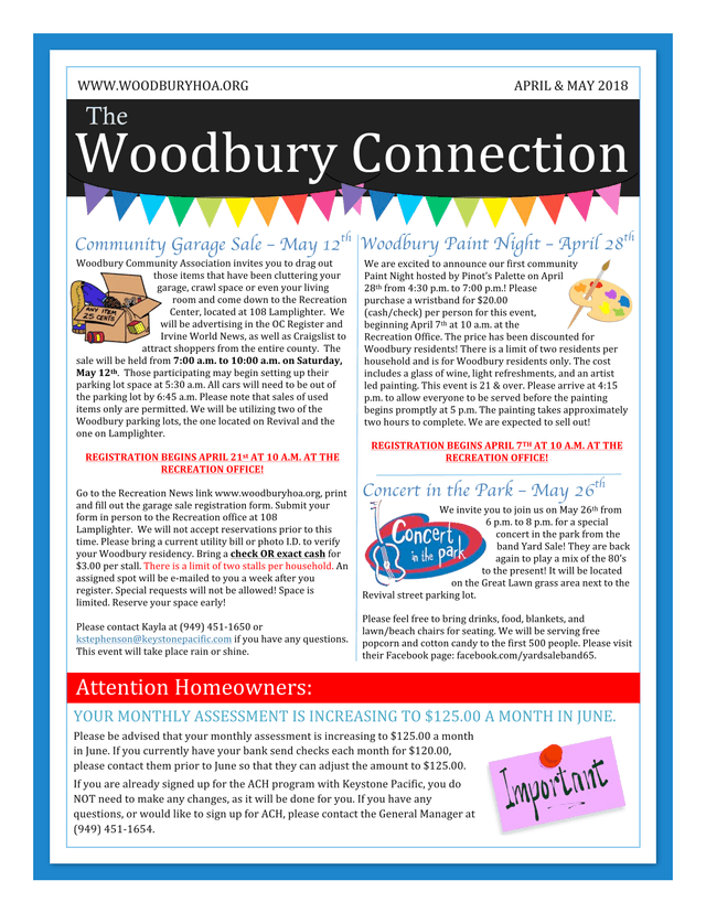 Woodbury Connection Newsletter screenshot