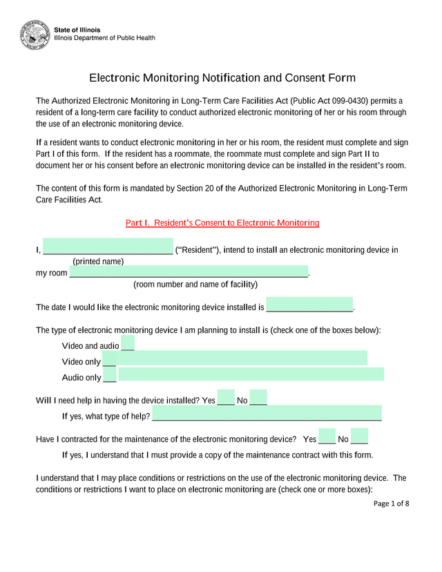 Electronic Monitoring Notification And Consent Form screenshot
