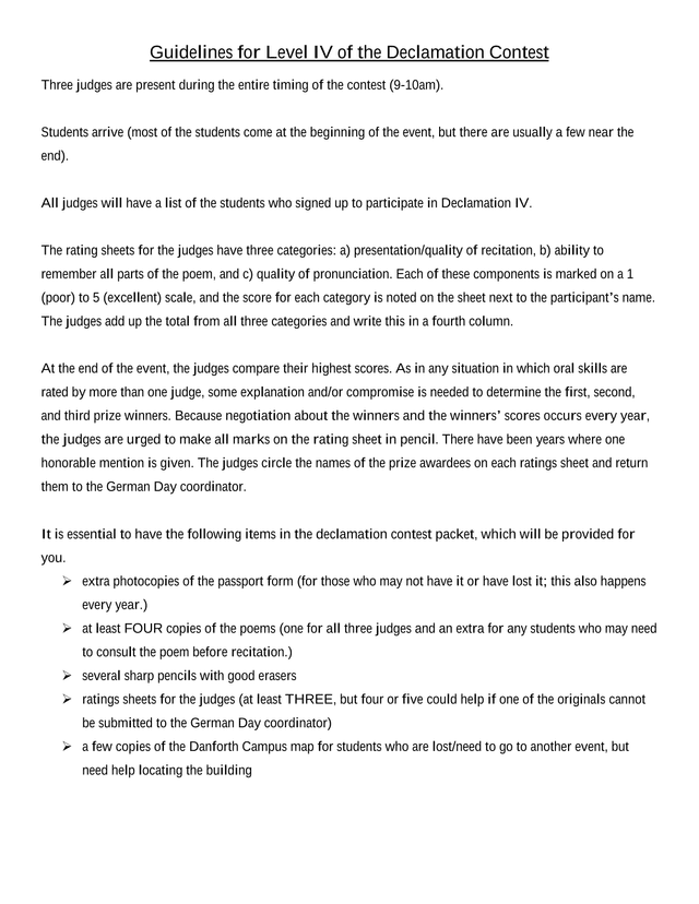 Guidelines For Level IV Of The Declamation Contest screenshot