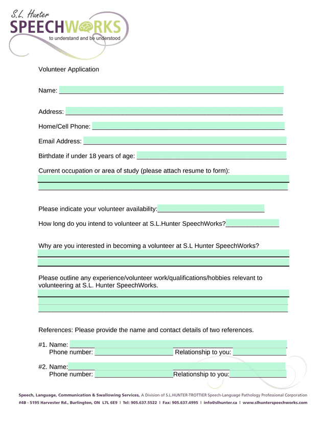 Volunteer Application screenshot