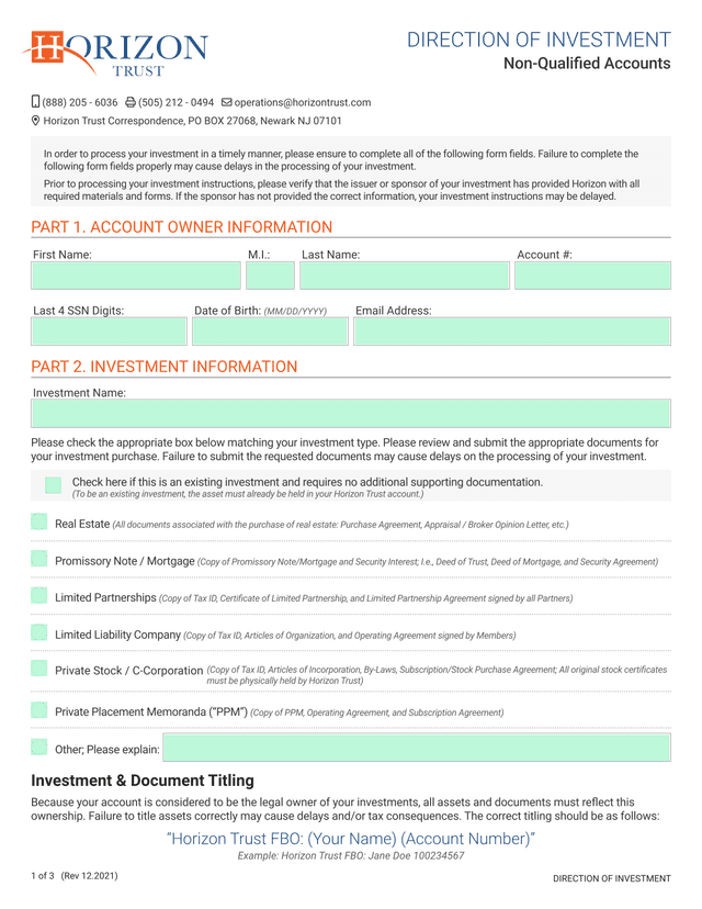 Direction Of Investment   Non Qualified Accounts screenshot