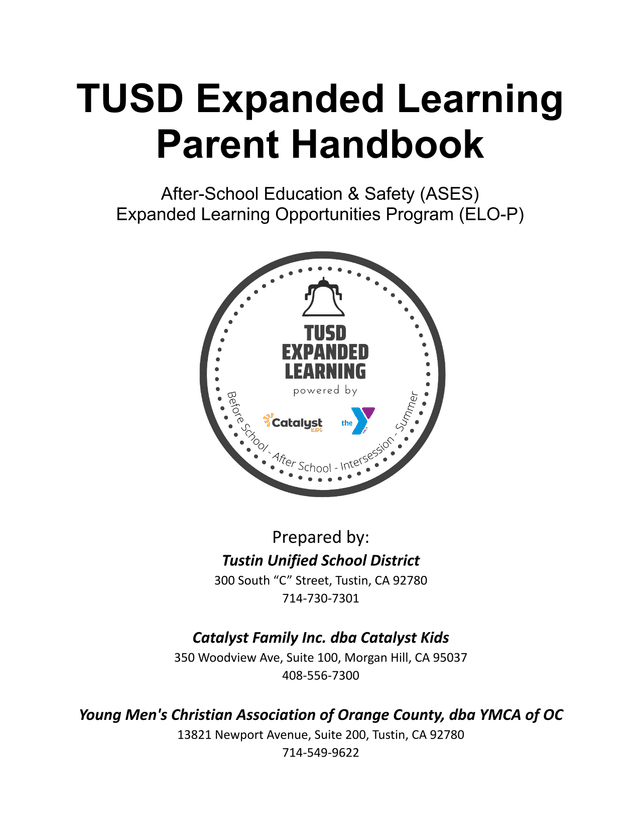 TUSD Expanded Learning Parent Handbook screenshot