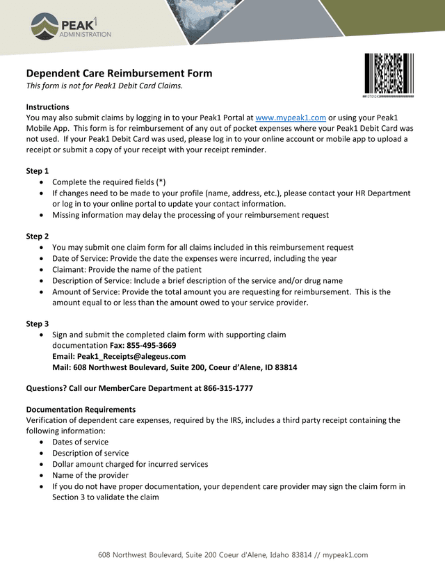 Dependent Care Reimbursement Form screenshot