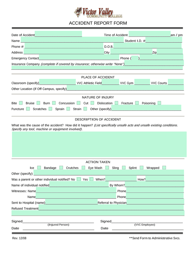 Accident Report Form screenshot