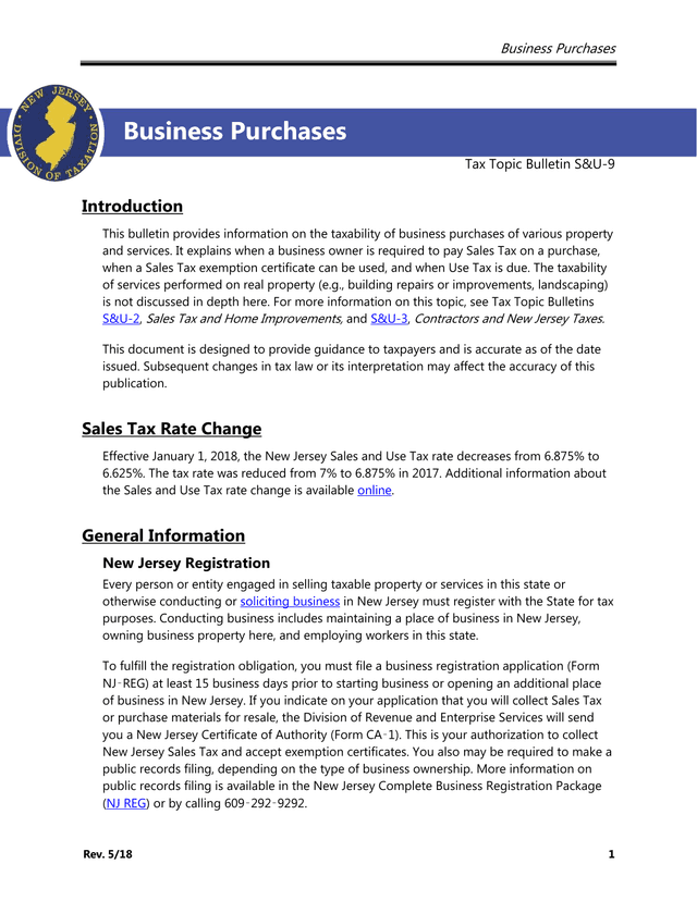 Business Purchases Tax Topic Bulletin SU 9 screenshot