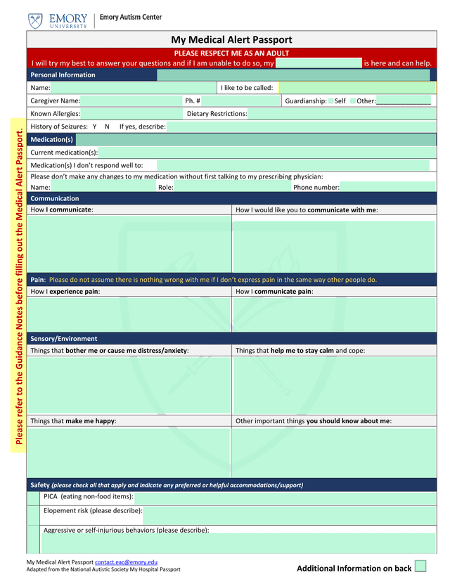 My Medical Alert Passport screenshot