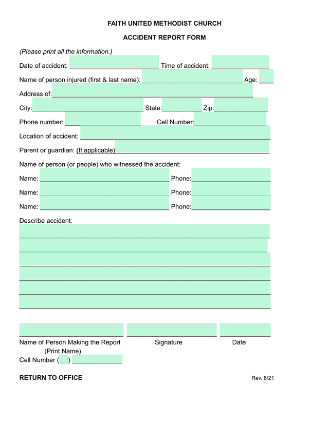 Accident Report Form screenshot