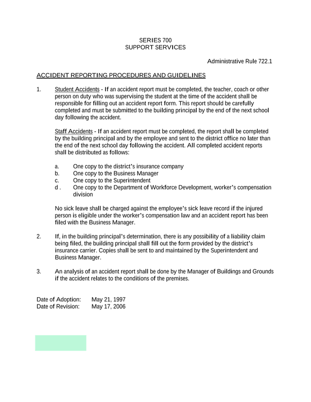 Administrative Rule 722.1 Accident Reporting Procedures And Guidelines screenshot