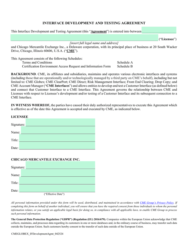 Interface Development And Testing Agreement screenshot