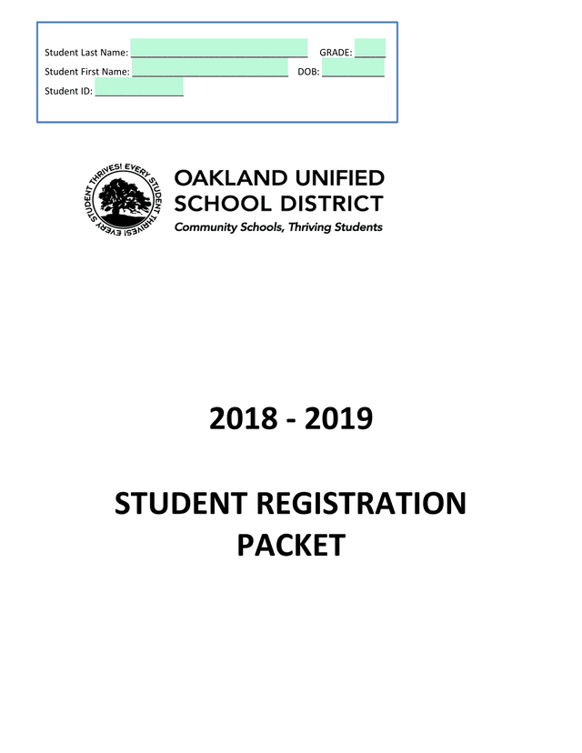 2018   2019 STUDENT REGISTRATION PACKET screenshot