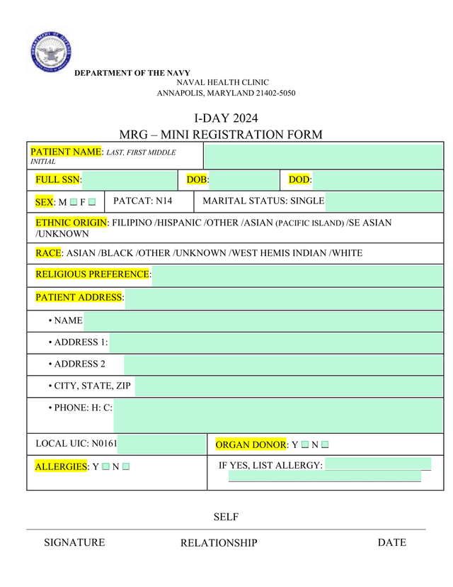 MRG  MINI REGISTRATION FORM screenshot