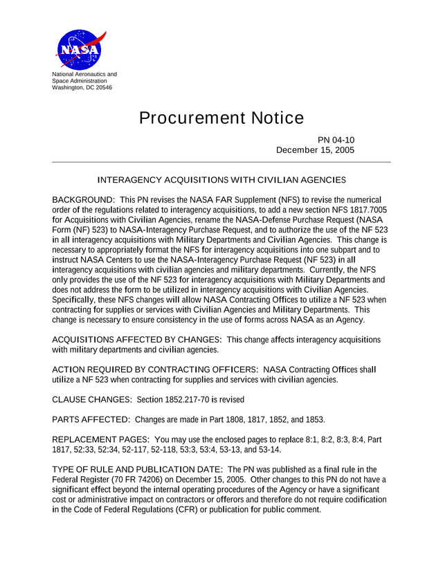 Procurement Notice PN 04 10 screenshot