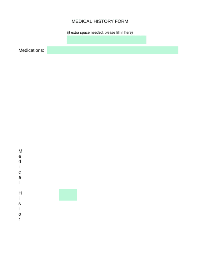 MEDICAL HISTORY FORM screenshot