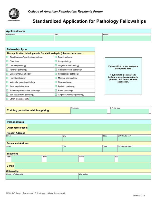 Standardized Application For Pathology Fellowships screenshot