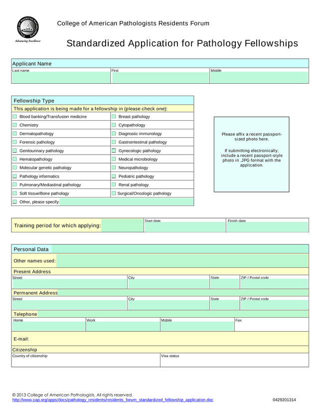 Standardized Application For Pathology Fellowships screenshot