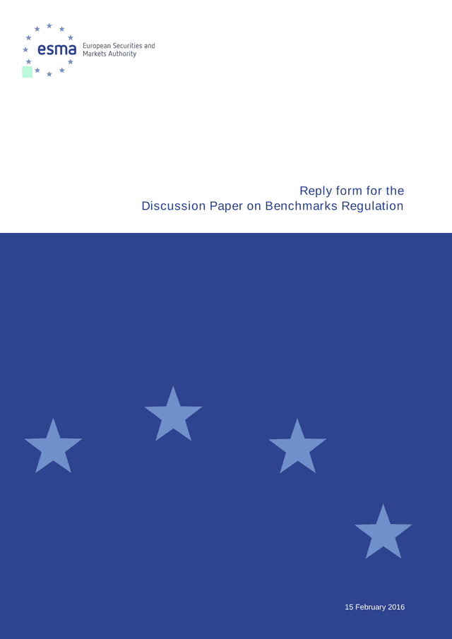 Reply Form For The Discussion Paper On Benchmarks Regulation screenshot