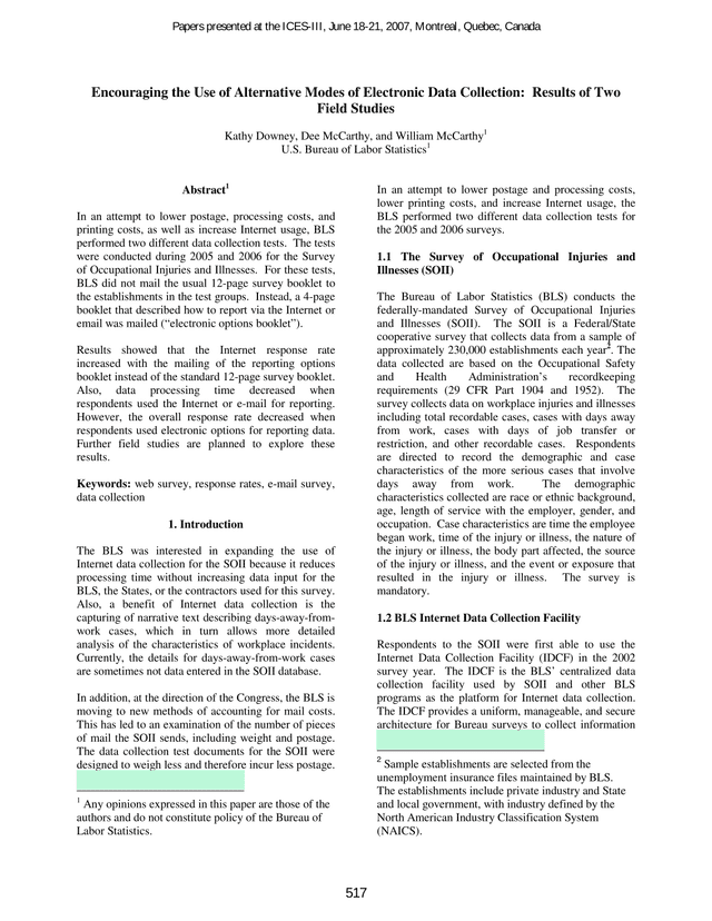 Encouraging The Use Of Alternative Modes Of Electronic Data Collection Results Of Two Field Studies screenshot