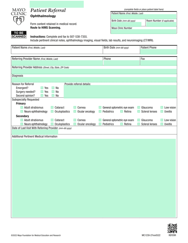 Patient Referral   Ophthalmology screenshot