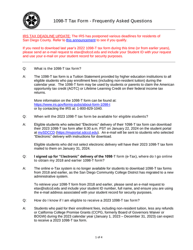 1098 T Tax Form   Frequently Asked Questions screenshot