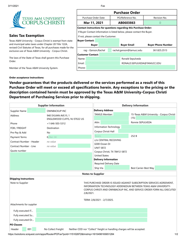 Sales Tax Exemption screenshot