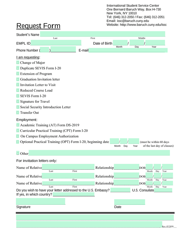 Request Form screenshot