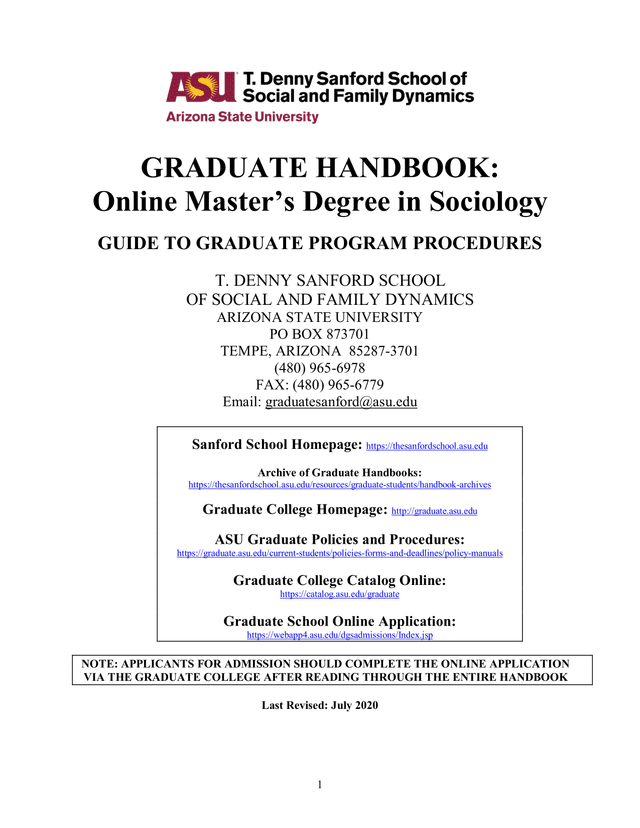 Graduate Handbook Online MasterS Degree In Sociology screenshot