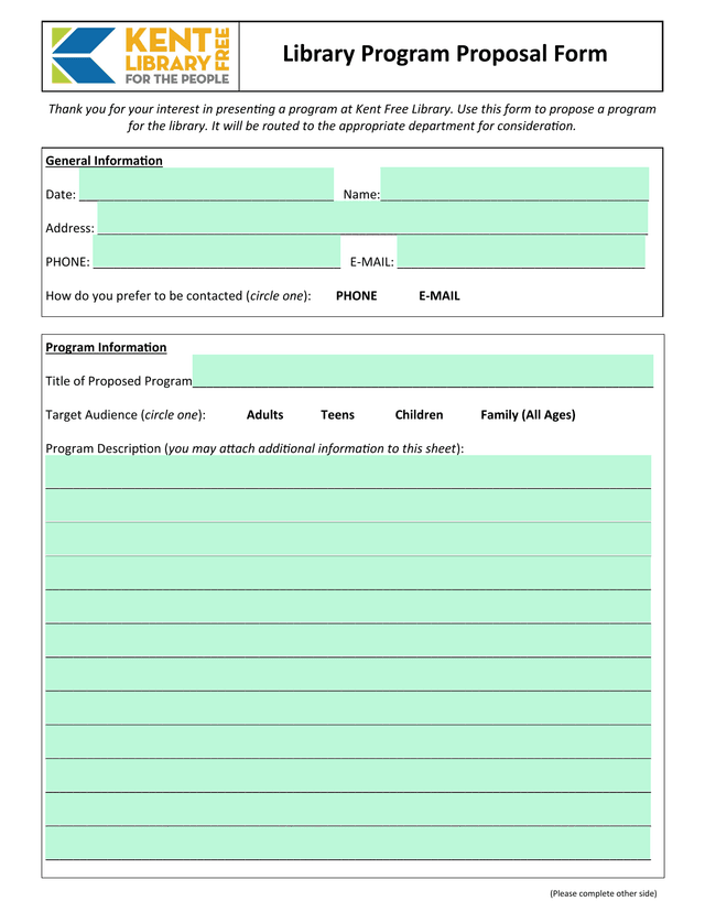 Library Program Proposal Form screenshot