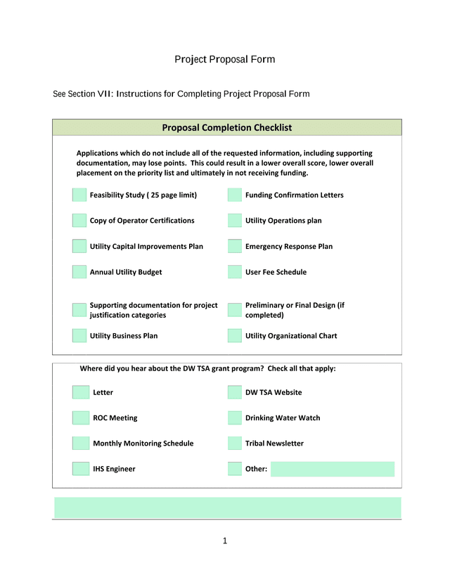 Project Proposal Form screenshot