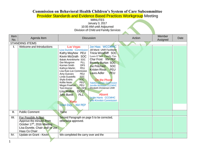 Commission On Behavioral Health ChildrenS System Of Care Subcommittee Provider Standards And Evidenc screenshot