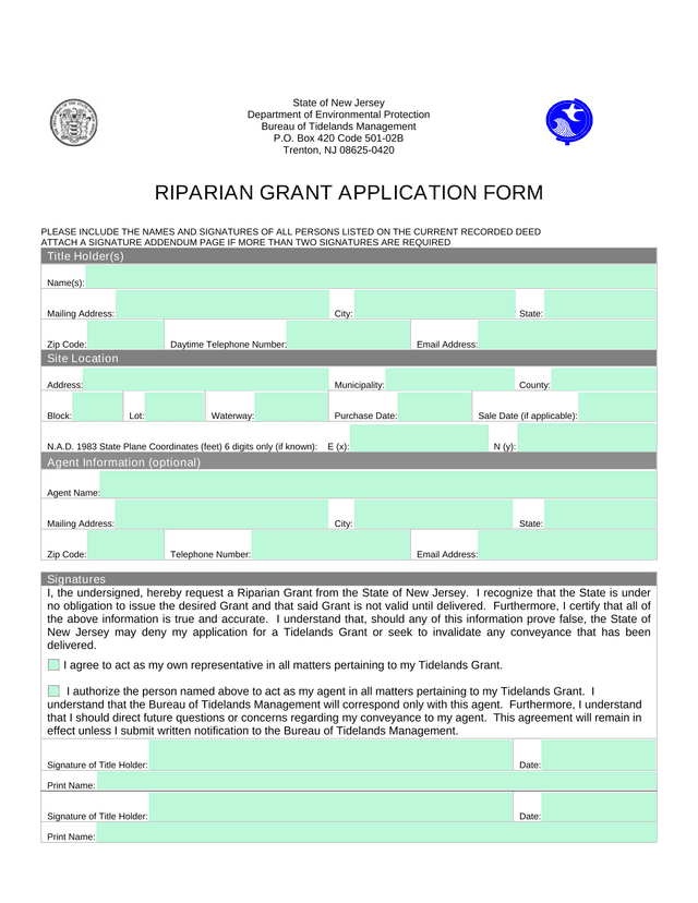 RIPARIAN GRANT APPLICATION FORM screenshot