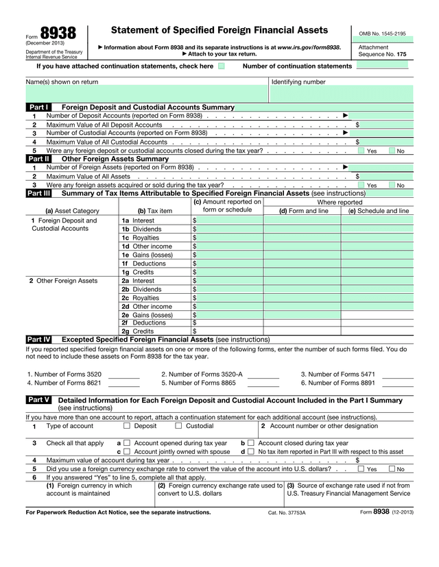 Form 8938 screenshot
