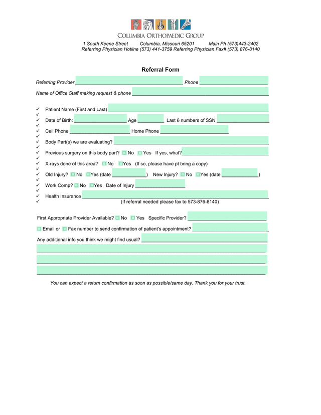 Referral Form screenshot