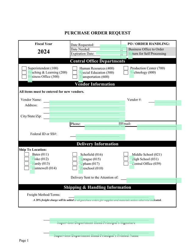 Purchase Order Request screenshot