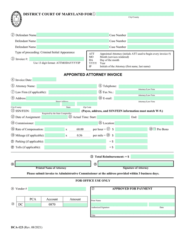 APPOINTED ATTORNEY INVOICE screenshot