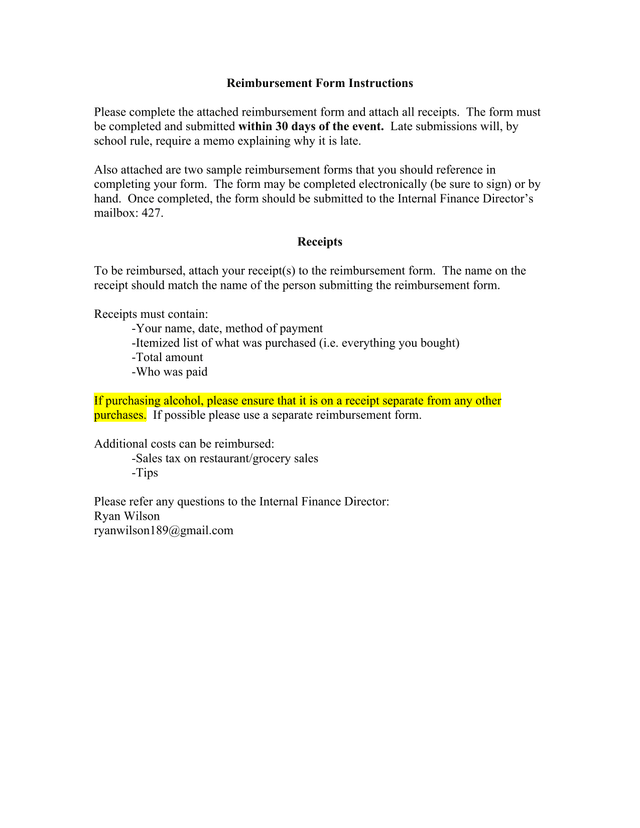 Official Occasion Expense Form screenshot