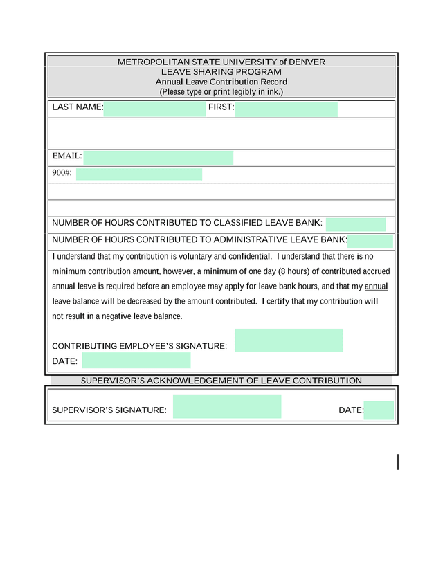 Annual Leave Contribution Record screenshot