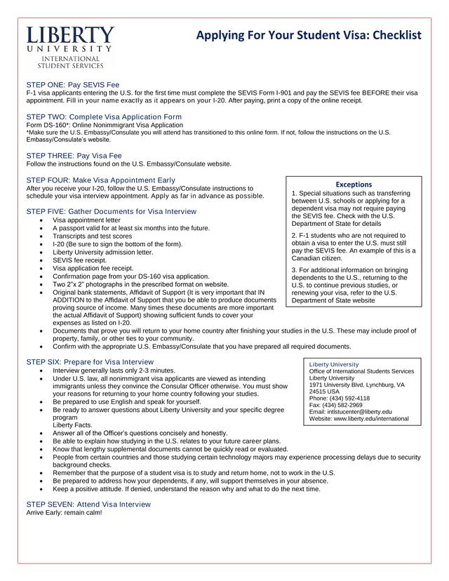 Applying For Your Student Visa Checklist screenshot